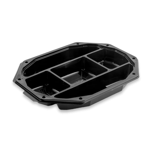 Platou negru oval 5 compartimente 32x24