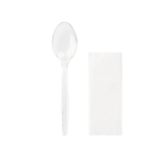 Lingura +Servetel, Transparent, 100 buc/set