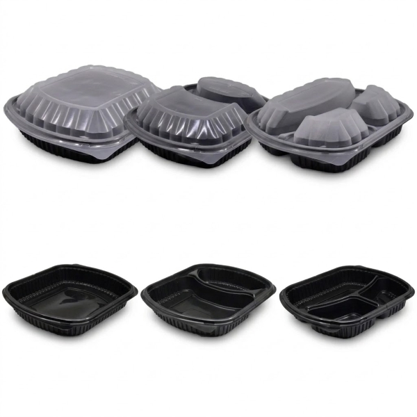 Caserola meniu neagra combo 100 buc/set Caserola + capac