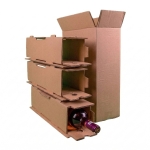 Cutii clasice de vin 3 sticle cu separator CO5 natur 370x130x395 50 buc set - Cutii Vin Cu Separator - imagine 2