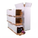Cutii clasice de vin 3 sticle cu separator CO5 alb 370x130x395 50 buc set - Cutii Vin Cu Separator - imagine 3