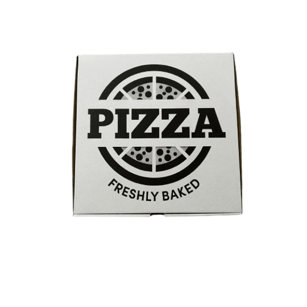 CUTII PIZZA GENERIC FRESHLY BAKED 100 SET ALB 300X300X40 MM - Cutii Pizza Albe Microondule