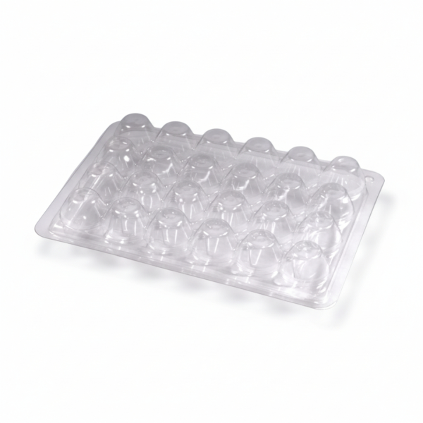 Caserolă PET transparentă pentru 24 ouă de prepeliță